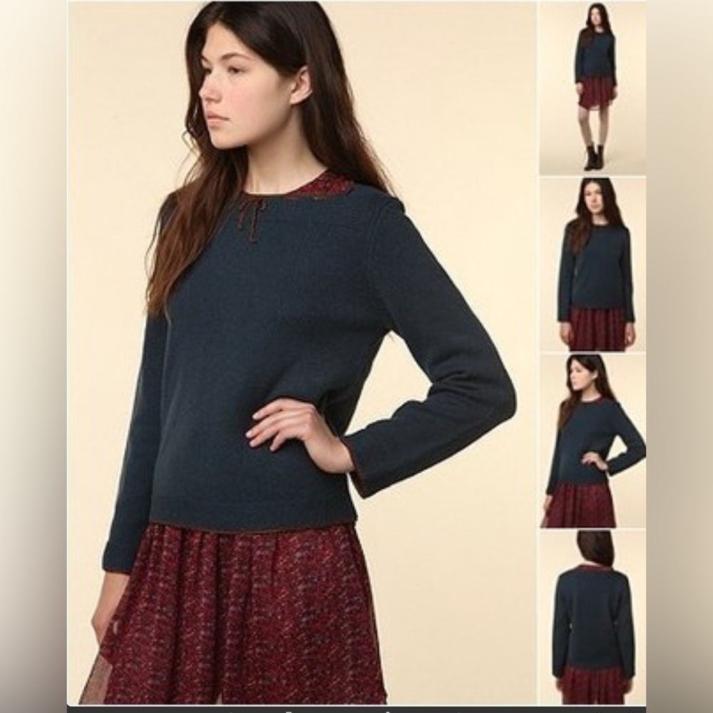 A.P.C. Women's Medium‎ Madras Marinere Navy Blue Wool Alpaca Blend Sweater